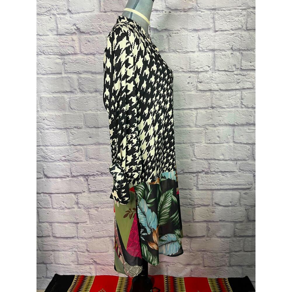 John Mark Boho Sheer Patchwork Houndstooth Long B… - image 6